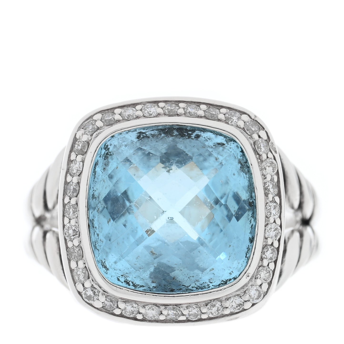 Sterling Silver Diamond Blue Topaz 11mm Albion Ring 52 6