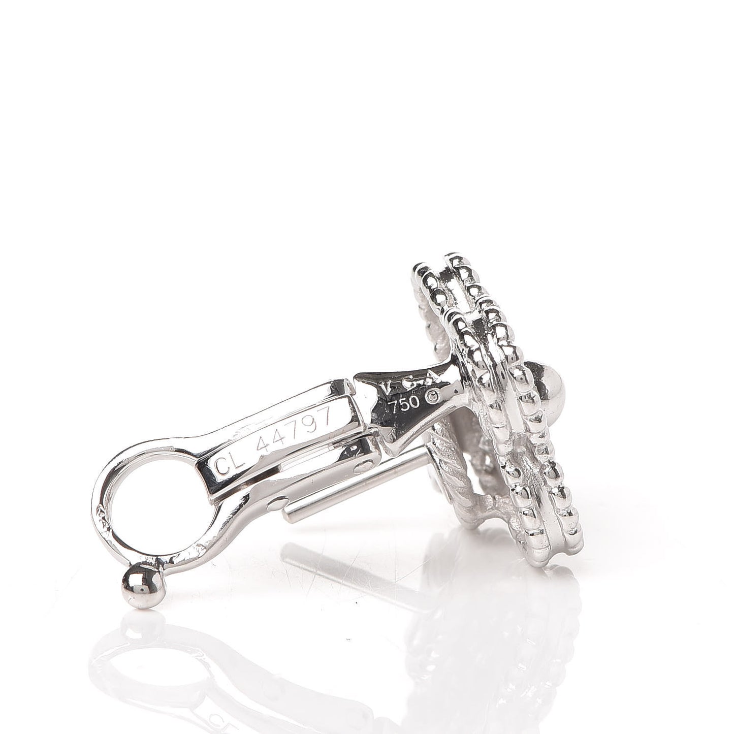 18K White Gold Diamond Vintage Alhambra Earrings
