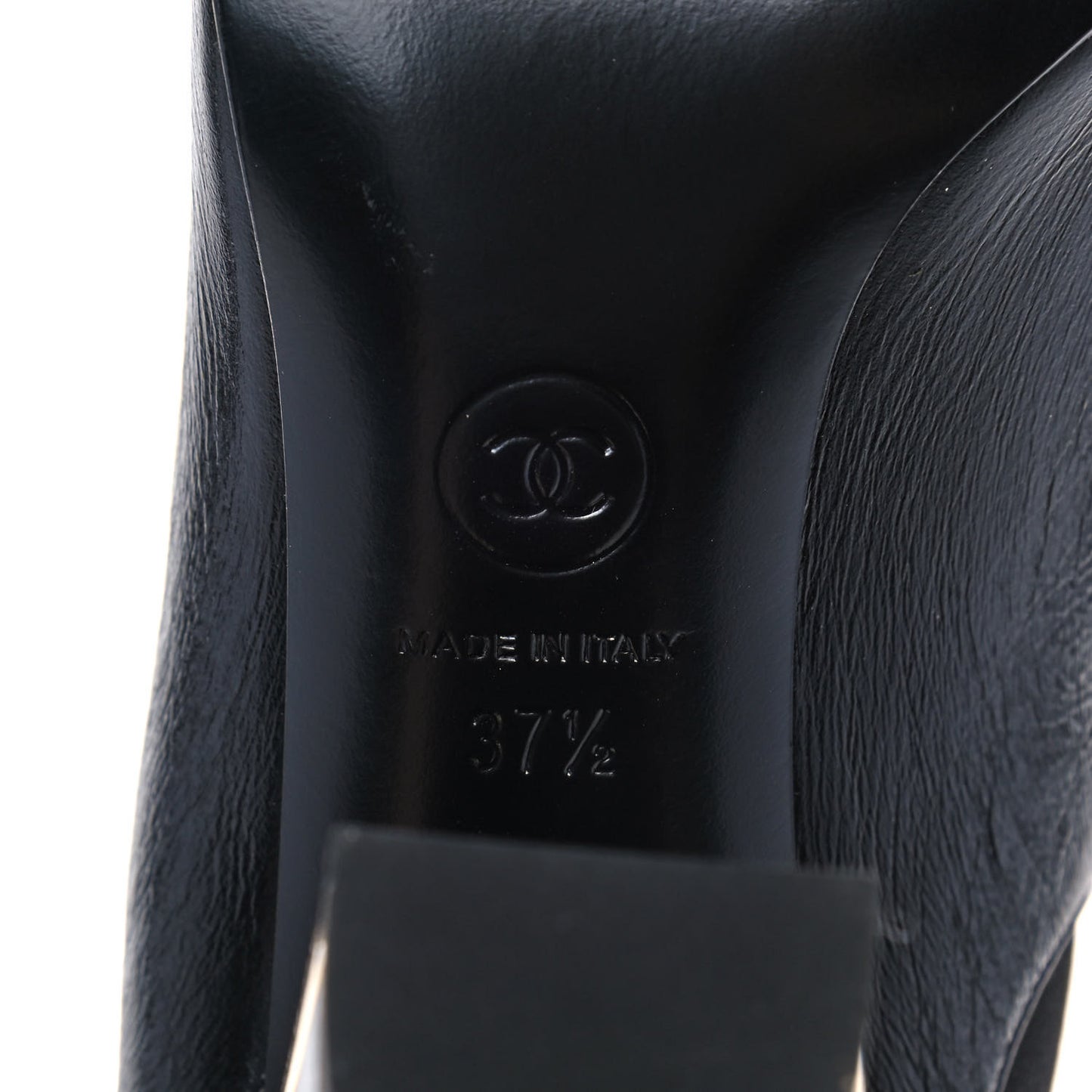 Crinkled Calfskin Cap Toe CC Short Ankle Boots 37.5 Black