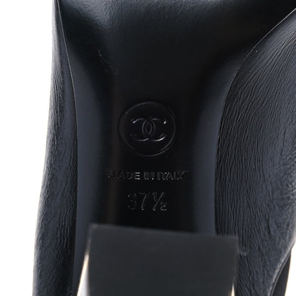 Chanel Crinkled Calfskin Cap Toe CC Short Ankle Boots 37.5 Black 6 of 11