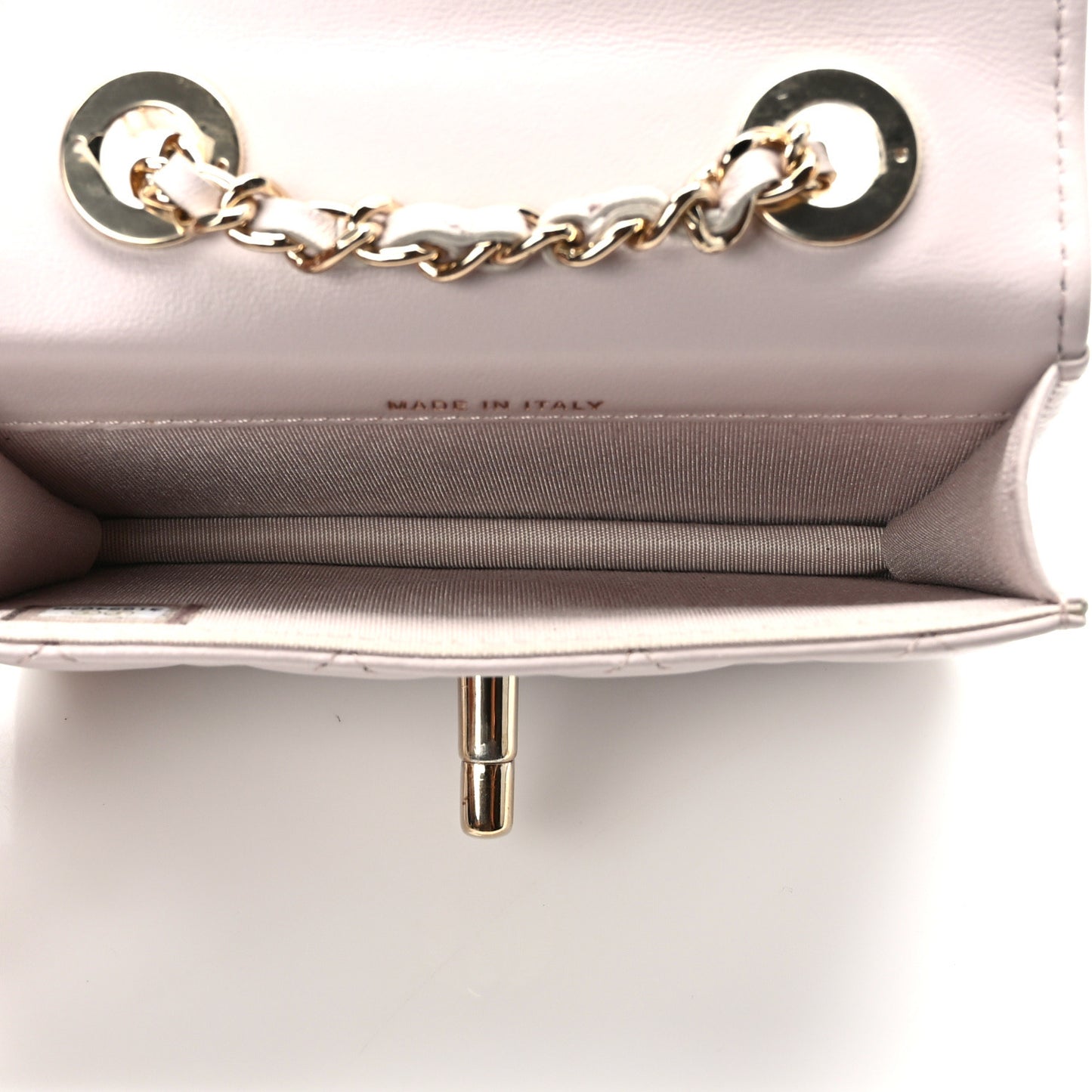 Lambskin Quilted Trendy CC Card Holder On Chain Light Purple