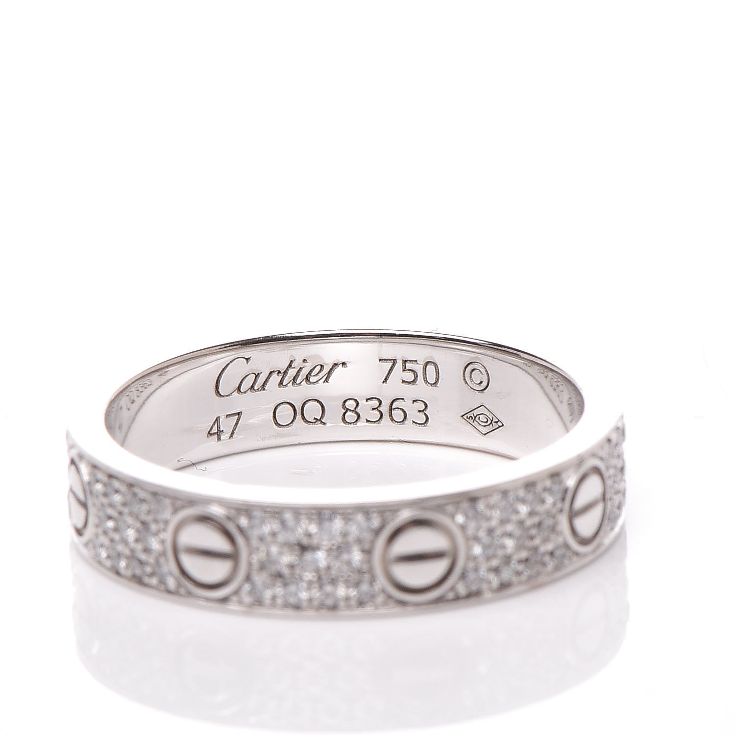 Cartier 18K White Gold Diamond 4mm LOVE Wedding Paved Band Ring 47 4.25 4 of 4
