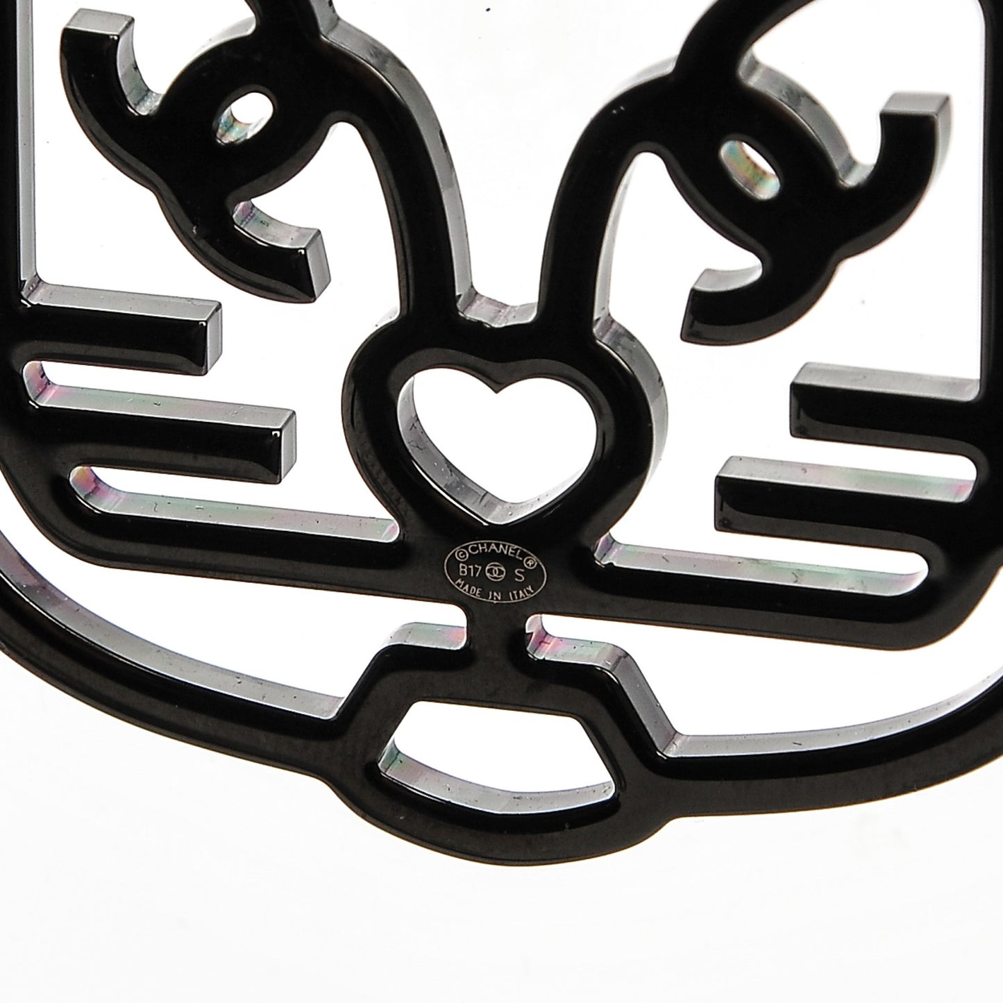 Crystal CC Emoji Robot Cat Lanyard Necklace Black Silver