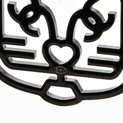 Chanel Crystal CC Emoji Robot Cat Lanyard Necklace Black Silver 6 of 6