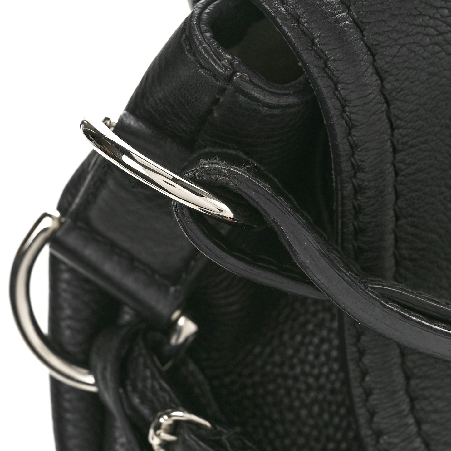 Pebbled Calfskin Medium Techno Horsebit Shoulder Flap Bag Black
