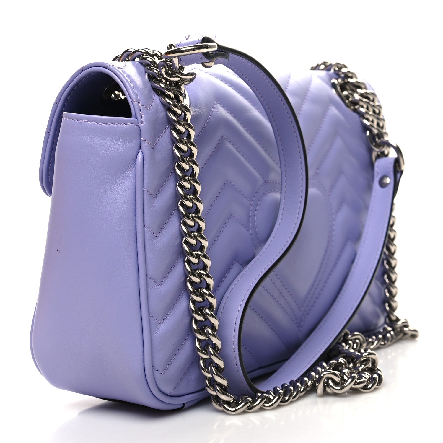 Gucci Calfskin Matelasse Small GG Marmont Shoulder Bag Lapis 3 of 11