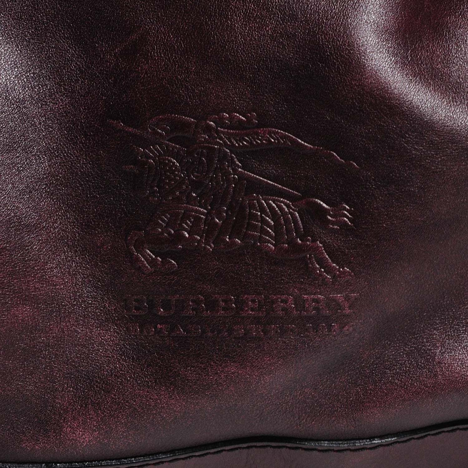 Burberry Burnished Leather Woolf Tote Dark Burgundy 5 of 9