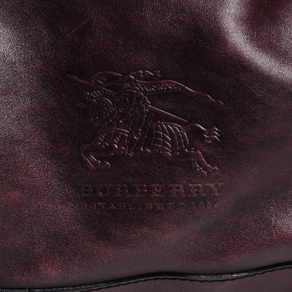 Burberry Burnished Leather Woolf Tote Dark Burgundy 5 of 9