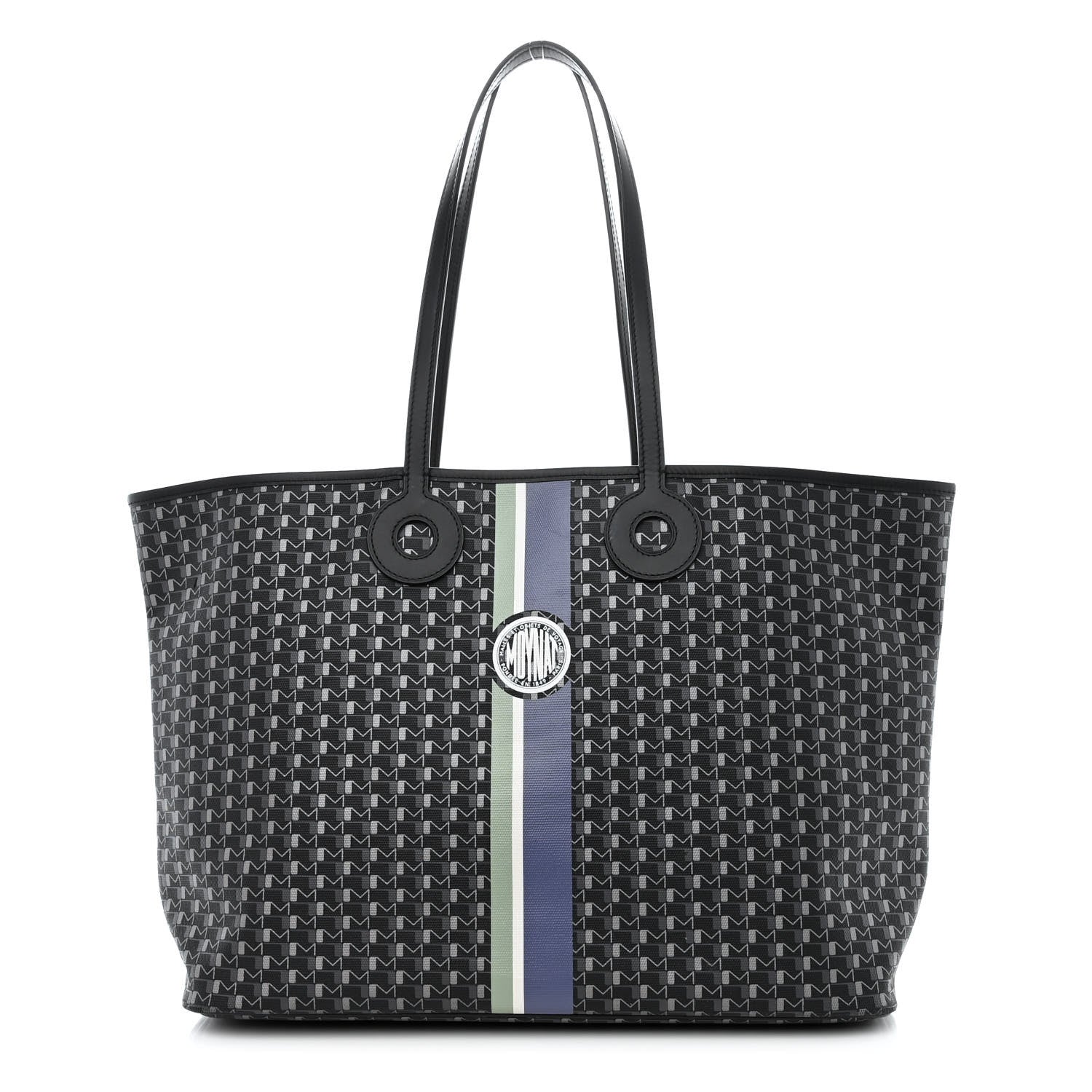 Moynat Grained Calfskin Canvas 1920 Oh! Tote Ruban GM Carbon Silver 1 of 10