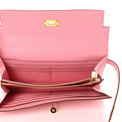 Hermes Chevre Mysore Kelly Longue Wallet Rose Confetti 5 of 9