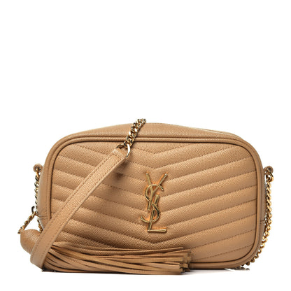 Saint Laurent Grain De Poudre Matelasse Monogram Mini Lou Camera Bag Dark Latte 1 of 9