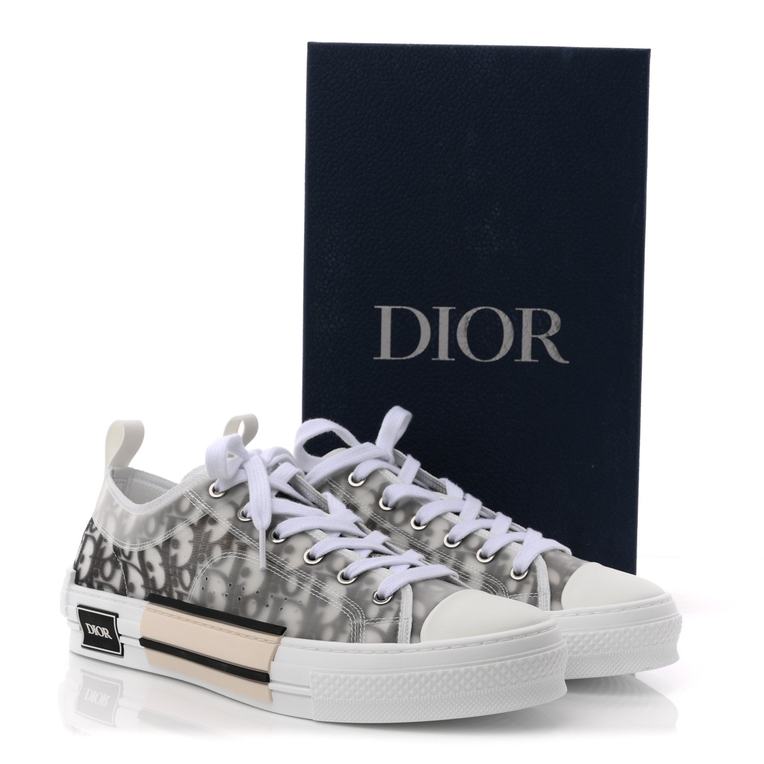 Christian Dior Technical Canvas Oblique Mens B23 Low Top Sneaker 43 White Black 10 of 10