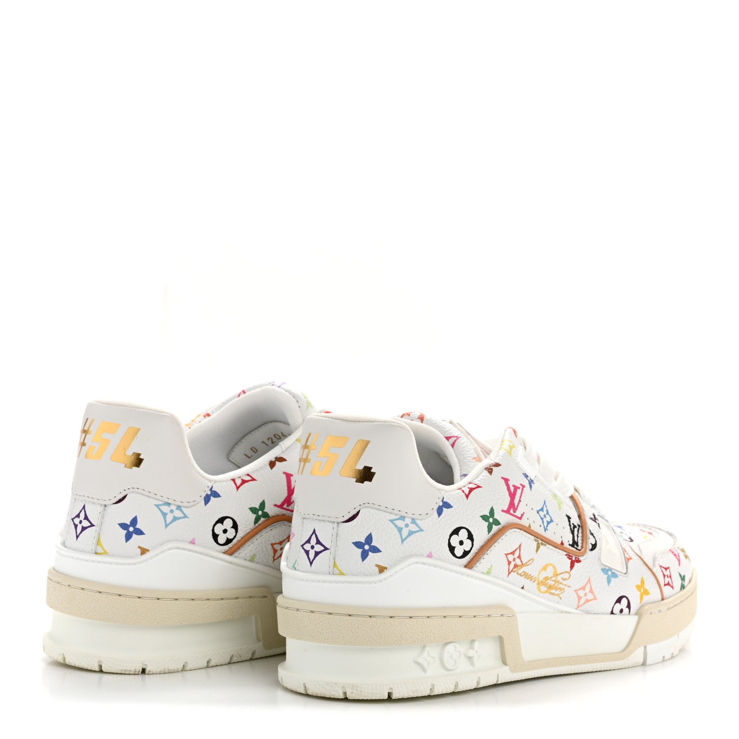 Louis Vuitton LV X TM Calfskin Monogram Multicolor Womens LV Trainer Sneakers 37.5 White 9 of 18