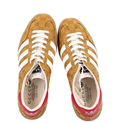 Gucci X ADIDAS Vintage GG Monogram Mens Gazelle Sneakers 11.5 Mid Natural Nut Off White 2 of 9