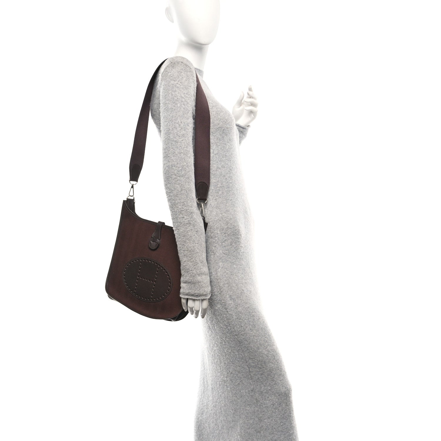 Hermes Toile Chevron Evergrain Evelyne PM Havane 2 of 10