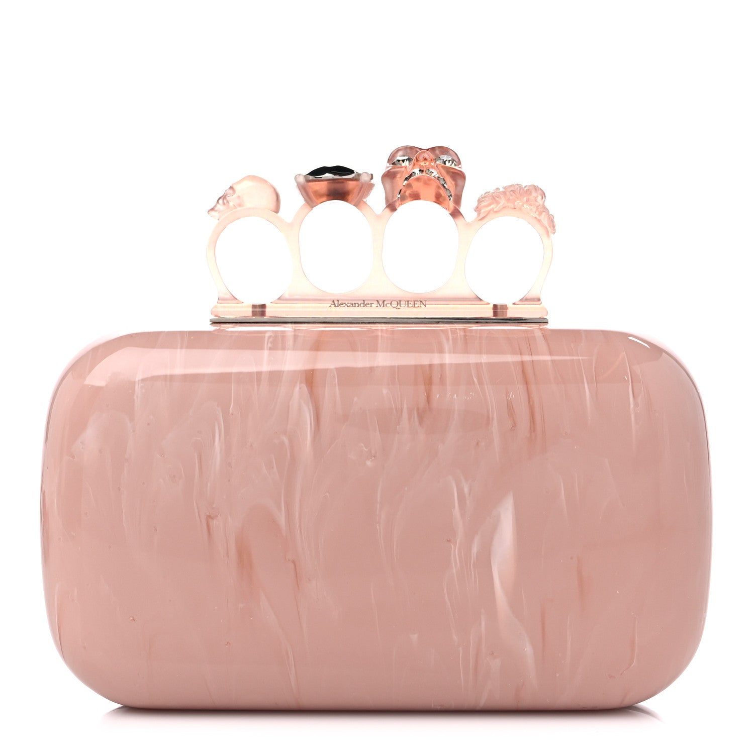Alexander McQueen PVC Marble Skull Box Clutch Rose Pink 1 of 9