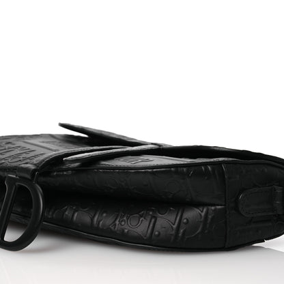 Christian Dior Calfskin Embossed Oblique Saddle Bag With Strap Black 10 of 10