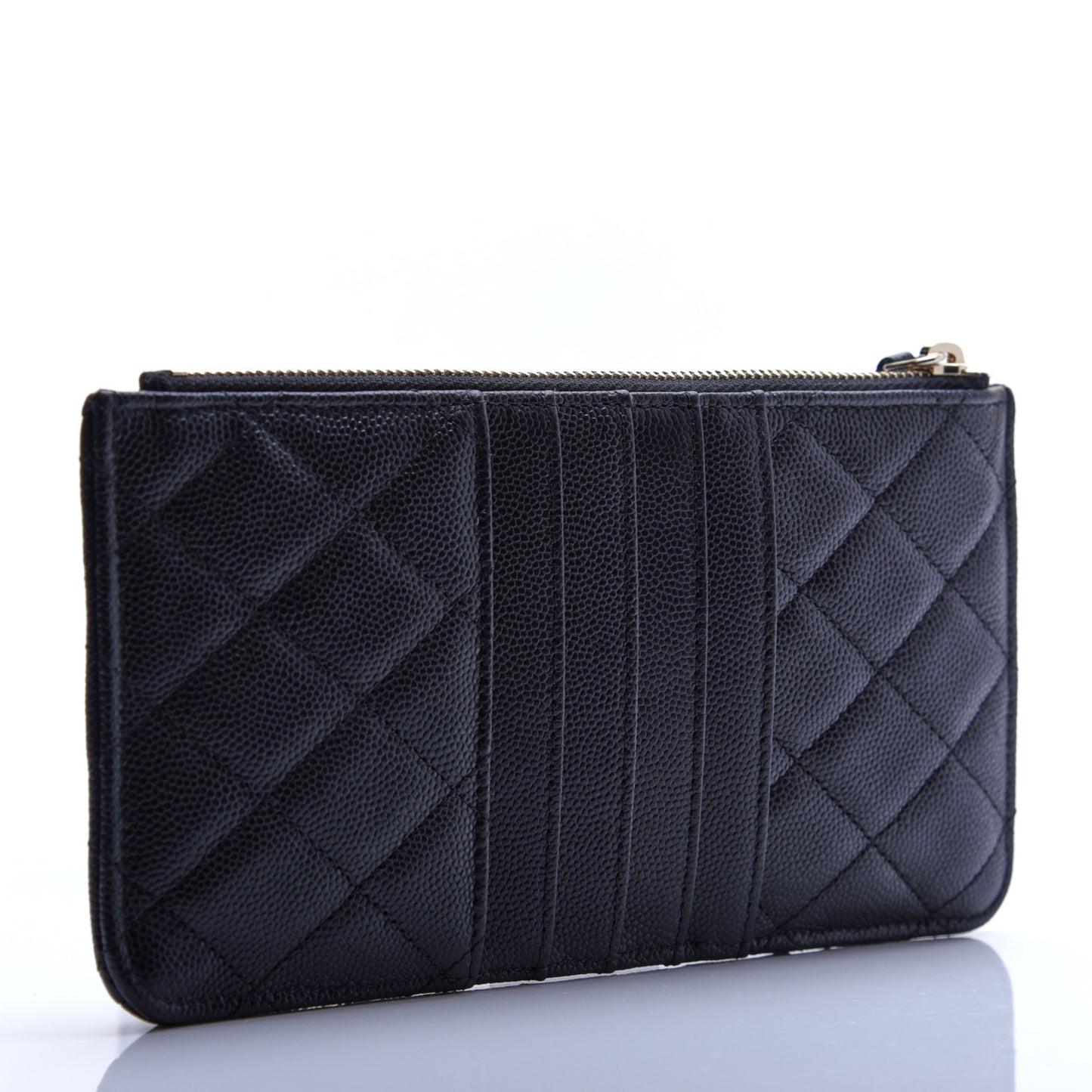 Caviar Quilted Classic Flat Wallet Pouch Black