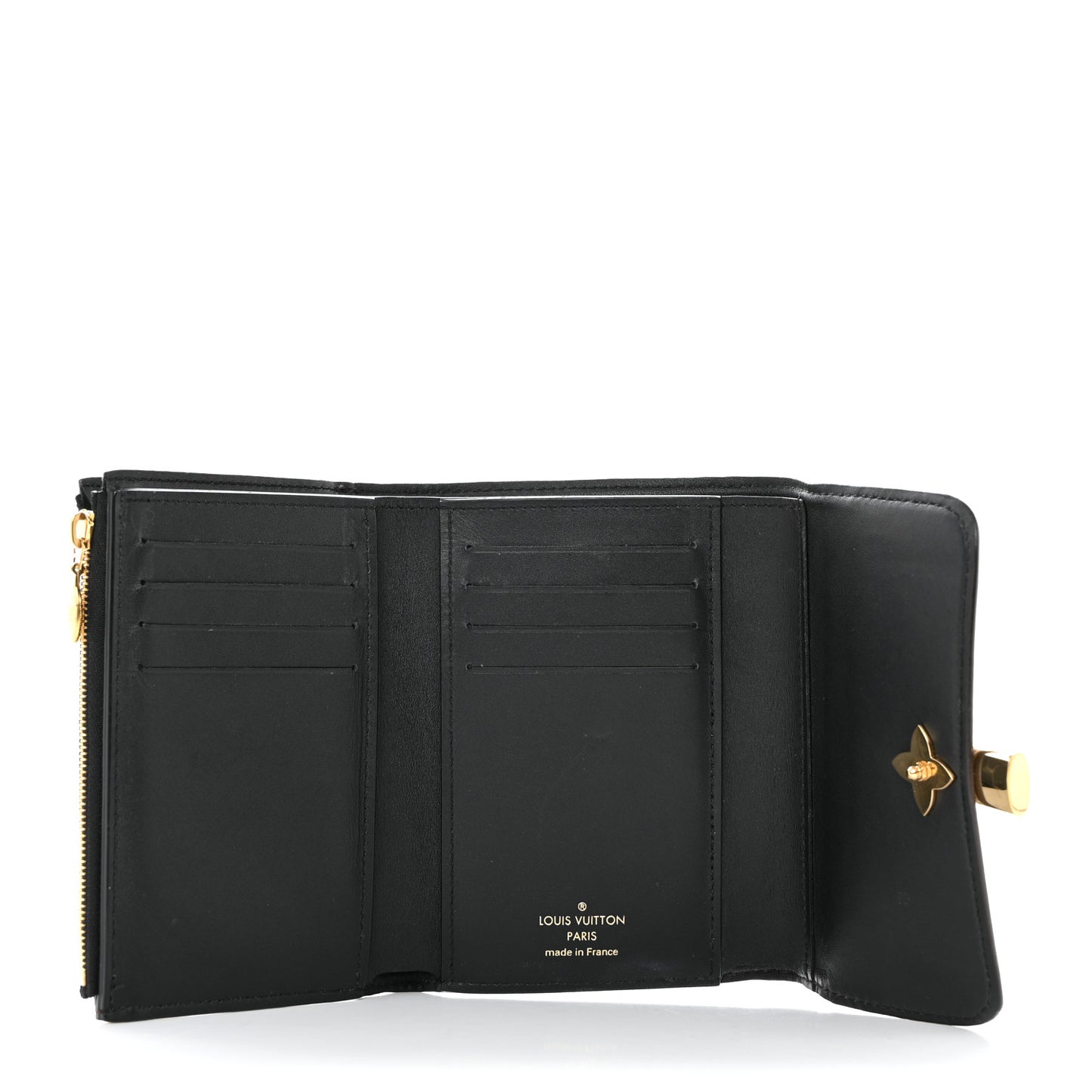 Monogram Flower Lock Compact Wallet Black