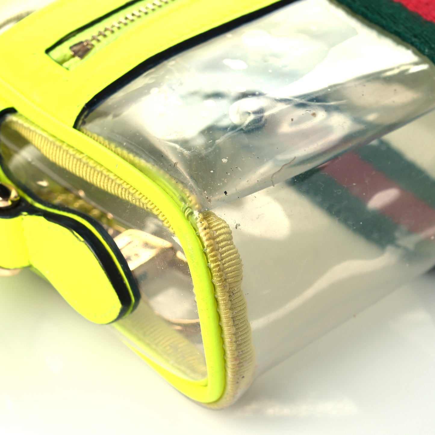 Vinyl Web Mini Ophidia Transparent Shoulder Bag Yellow Fluo