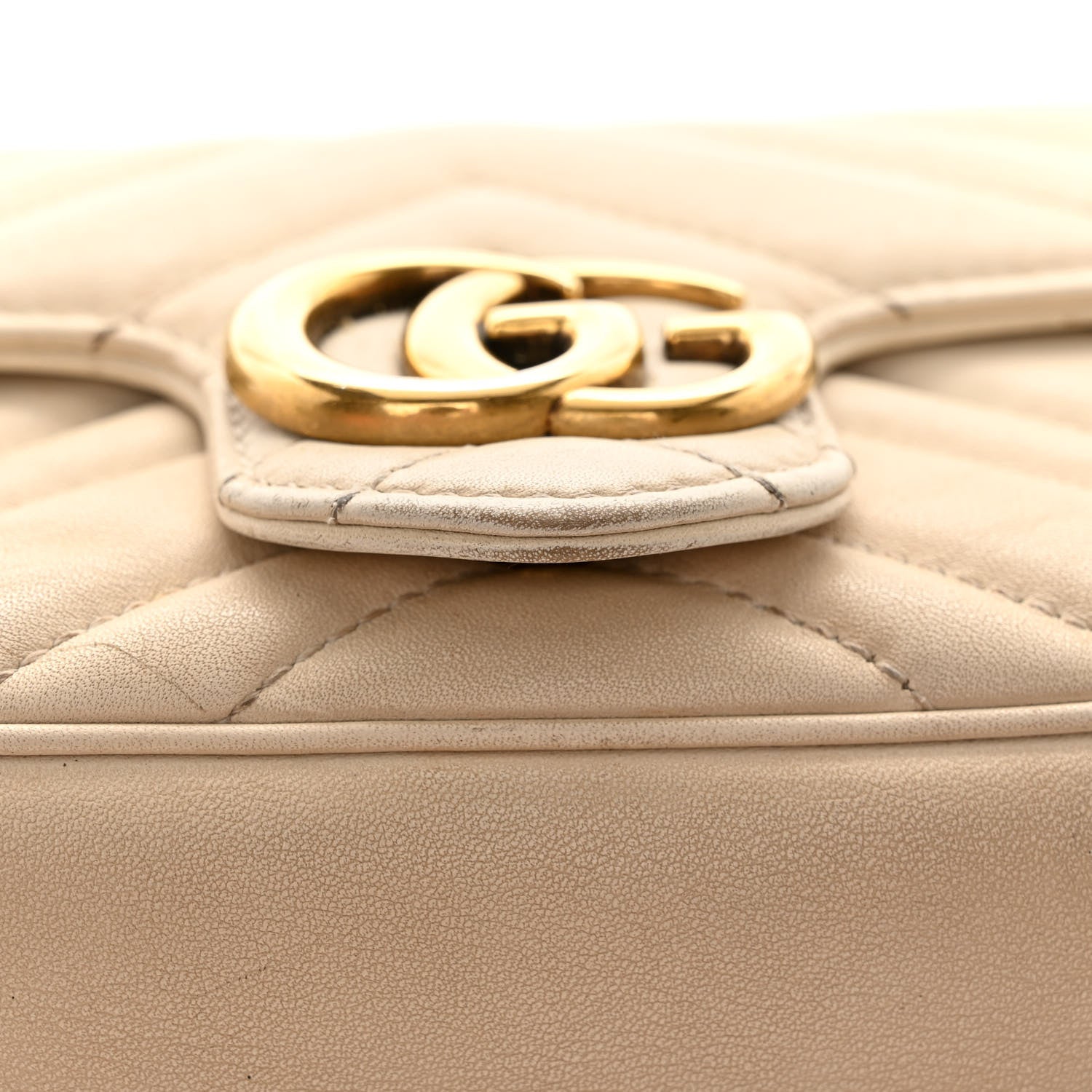 Gucci Calfskin Matelasse Super Mini GG Marmont Shoulder Bag White 11 of 16