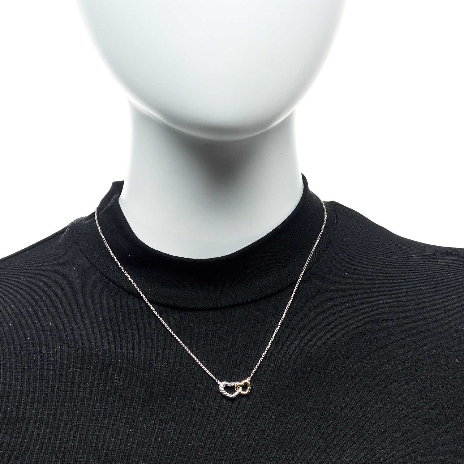 David Yurman Sterling Silver 18K Yellow Gold Belmont Heart Pendant Necklace 2 of 5