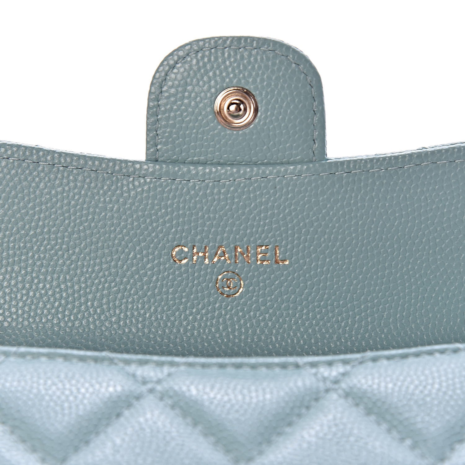 Chanel Caviar Quilted Flap Card Holder Wallet Light Blue 6 of 9