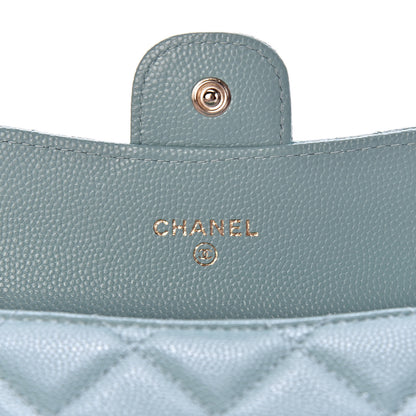 Chanel Caviar Quilted Flap Card Holder Wallet Light Blue 6 of 9