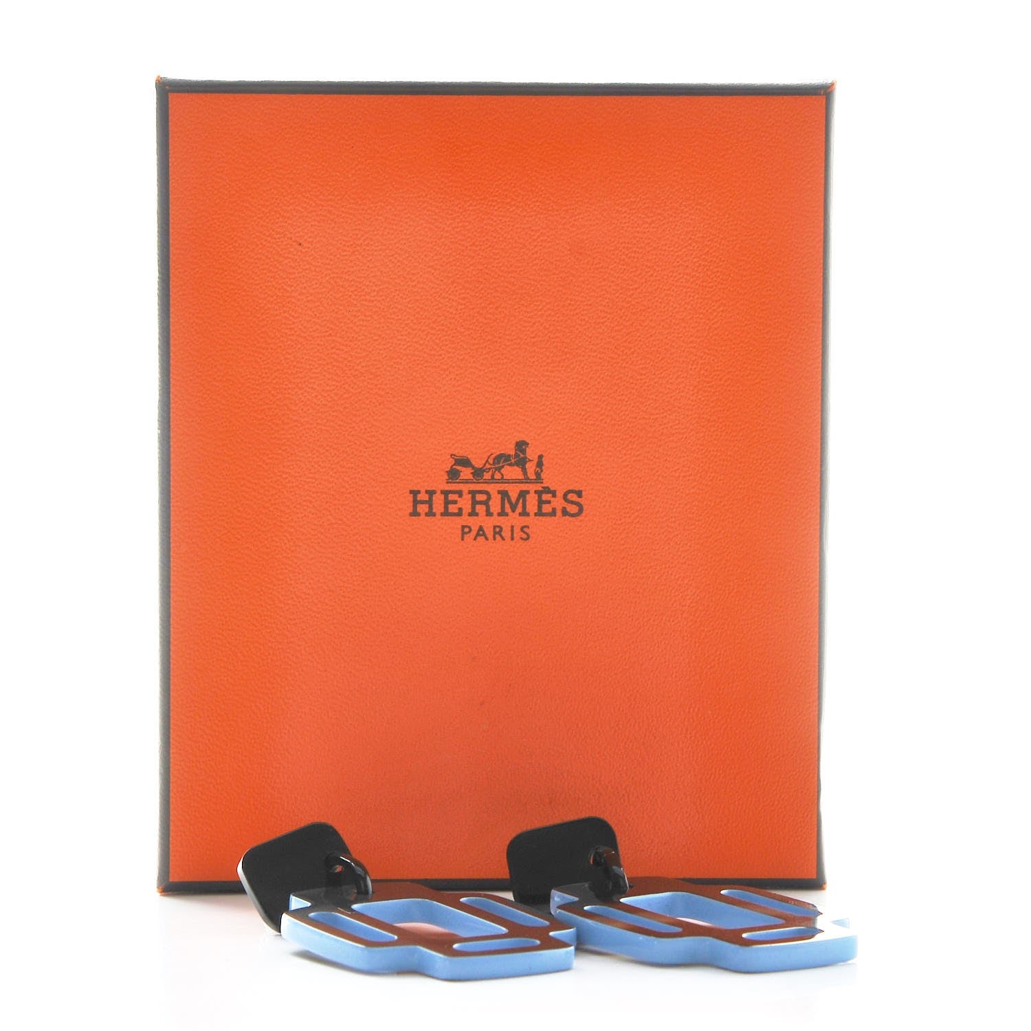 Hermes Buffalo Horn Lacquer Rhythm Earrings Bleu Lupin 5 of 5