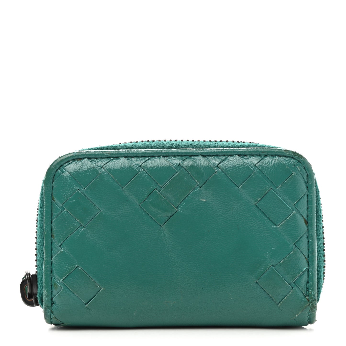 Nappa Intrecciato Zip Around Coin Purse Lagoon
