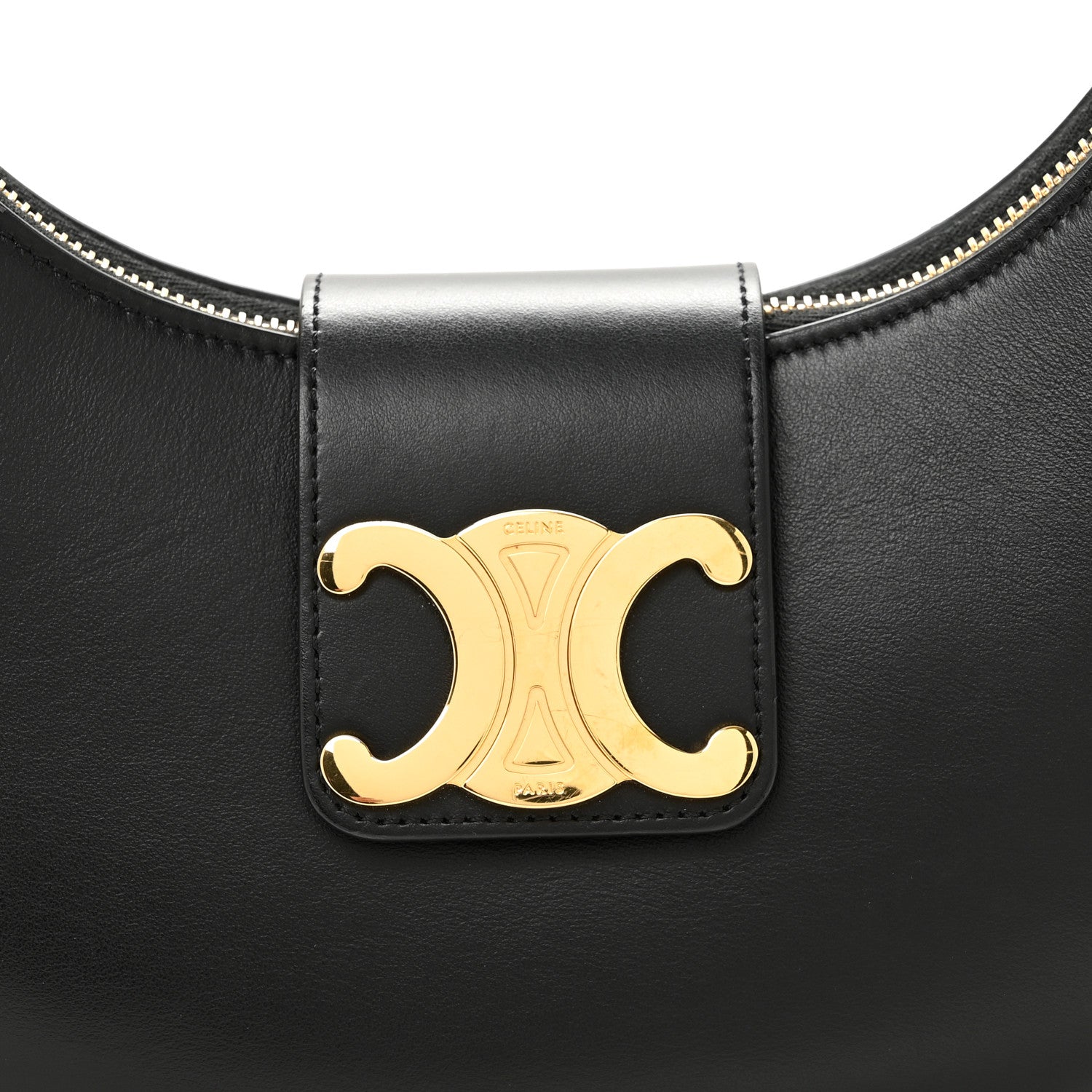 Celine Smooth Calfskin Medium Strap Ava Triomphe Shoulder Bag Black 8 of 11