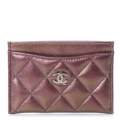 Chanel Iridescent Lambskin Quilted Card Holder Purple 1 of 9