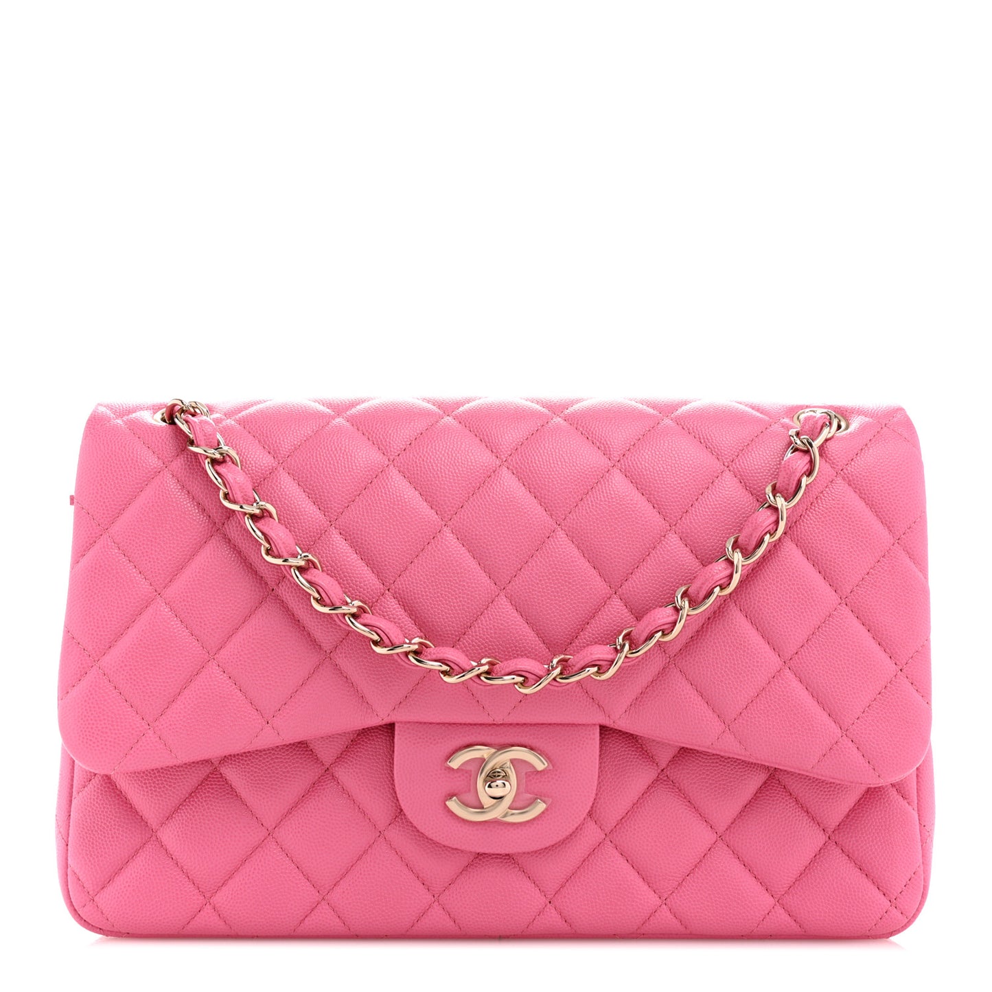 Caviar Quilted Jumbo Double Flap Pink