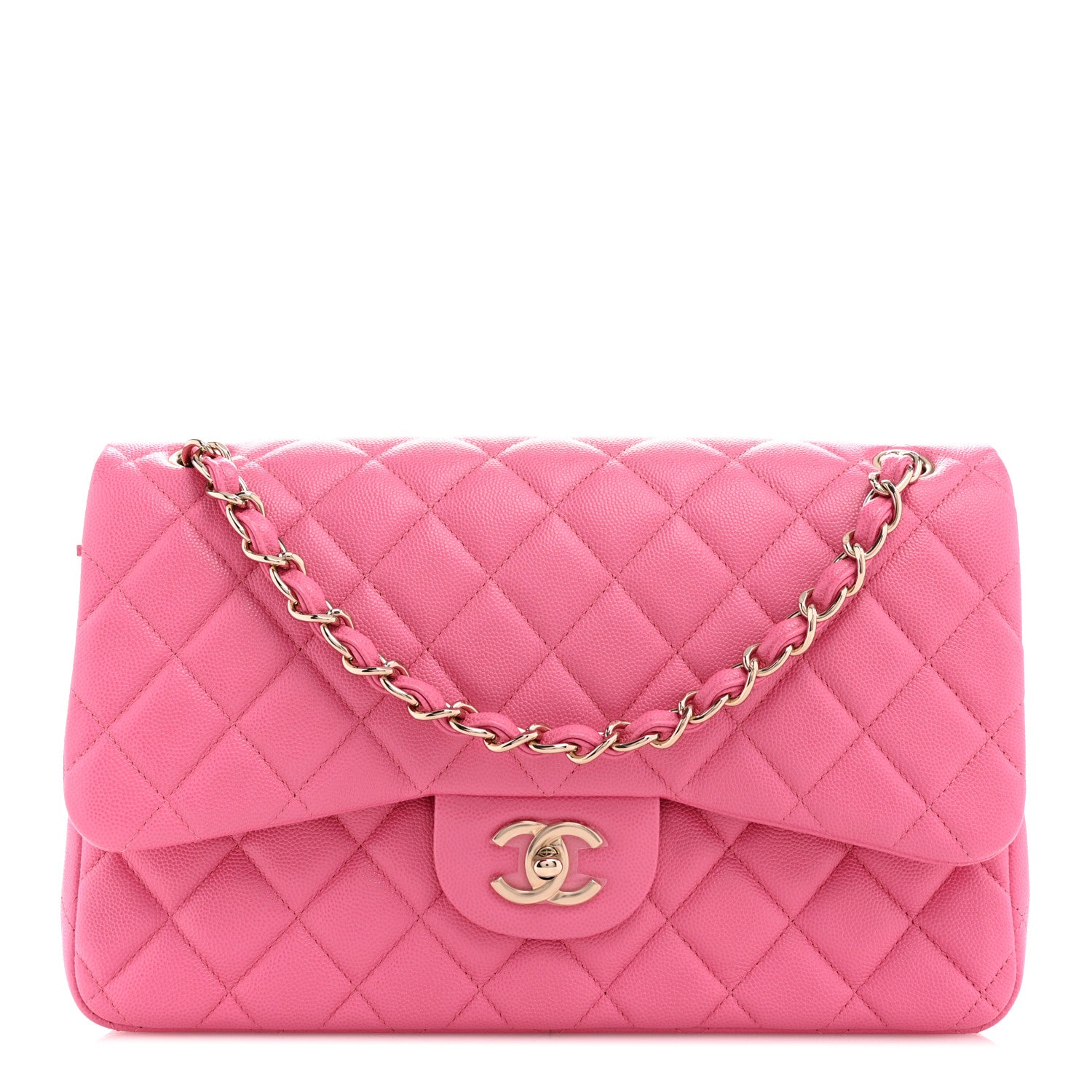 Chanel Caviar Quilted Jumbo Double Flap Pink 1 of 10