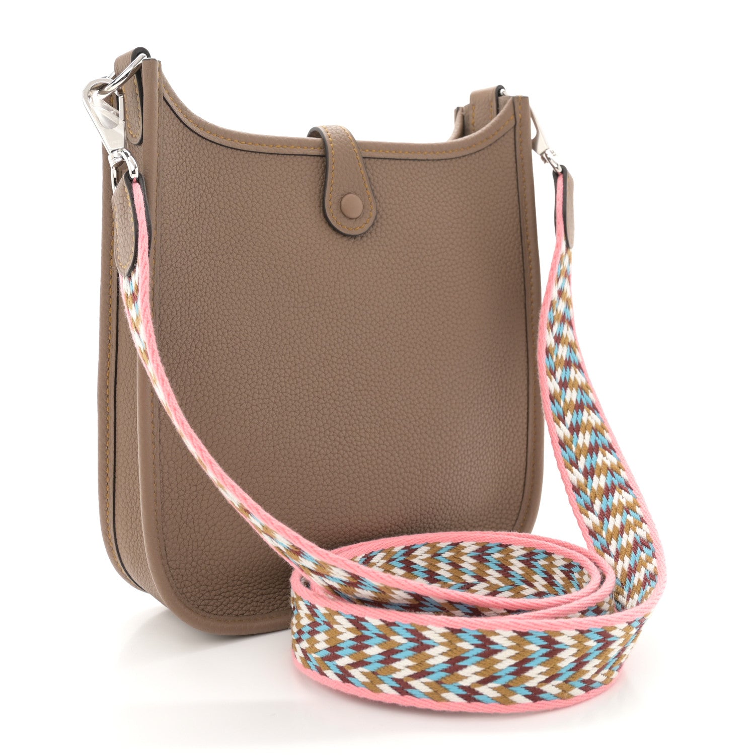 Hermes Taurillon Clemence Amazone Evelyne TPM Beige De Weimar Rose d'Ete White Gold 3 of 10