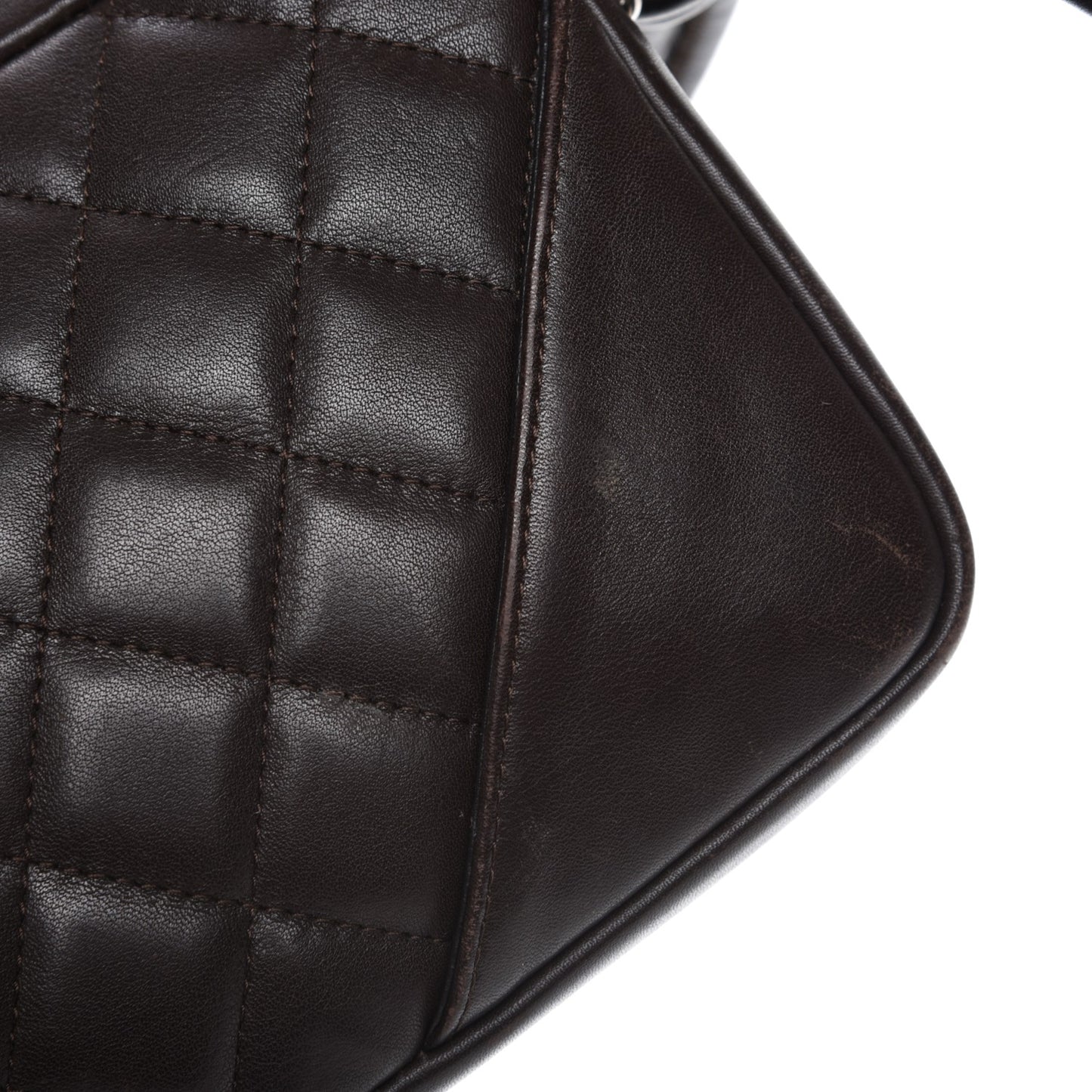 Calfskin Quilted Cambon Pochette Brown