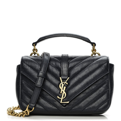 Saint Laurent Sheepskin Matelasse Chevron Monogram College Chain Wallet Deep Marine 1 of 6