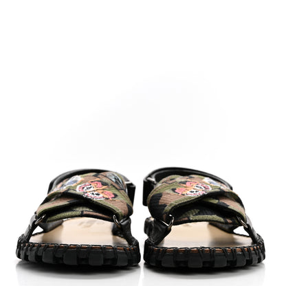 Valentino Garavani Canvas Camo Butterfly Embroidered Slide Sandals 41 Green Multicolor 2 of 9