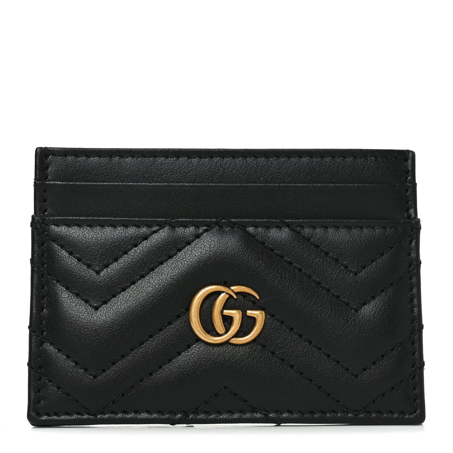 Calfskin Matelasse GG Marmont Card Holder Black