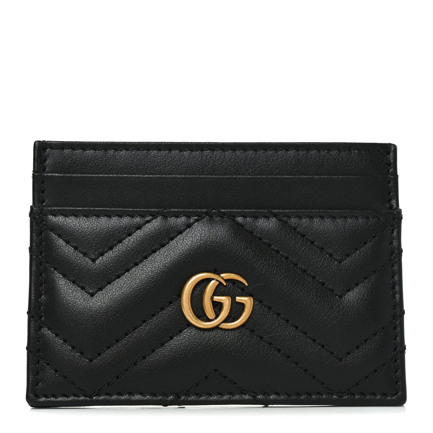 Gucci Calfskin Matelasse GG Marmont Card Holder Black 1 of 6