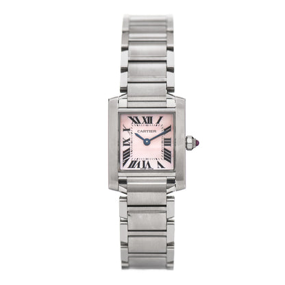 Cartier Stainless Steel Pink Mother of Pearl 20mm Tank Francaise Quartz Watch 1 of 4