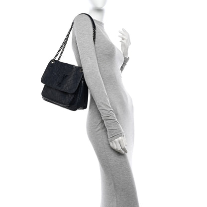 Saint Laurent Crinkled Calfskin Matelasse Monogram Medium Niki Chain Satchel Deep Marine 2 of 13