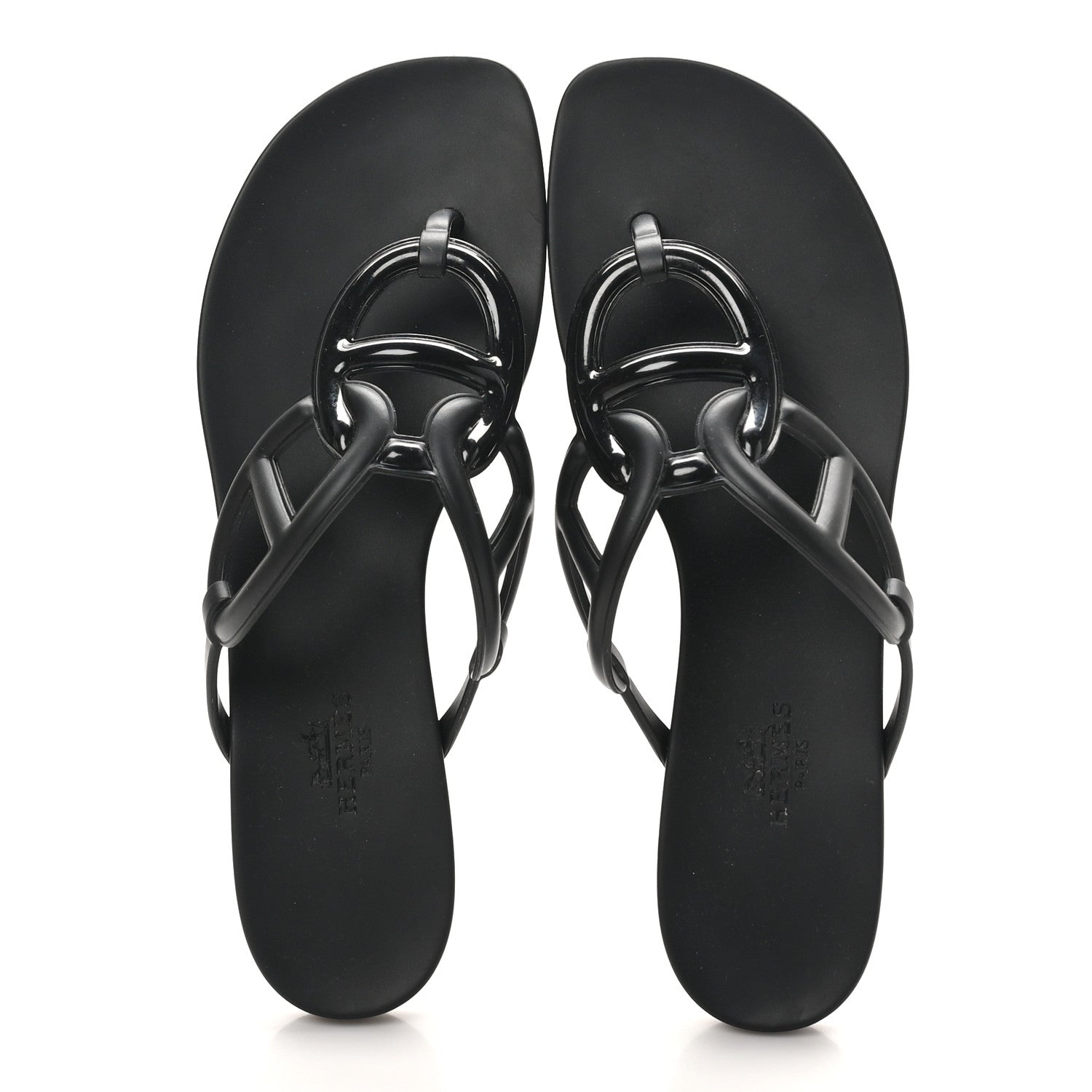 Hermes Rubber Womens Egerie Sandals 38 Black 2 of 9