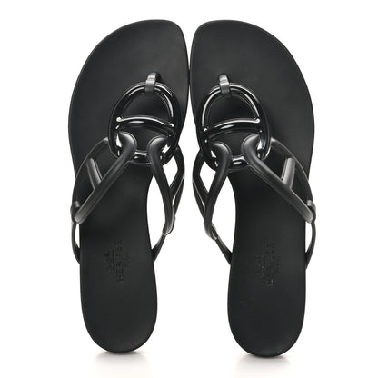 Hermes Rubber Womens Egerie Sandals 38 Black 2 of 9