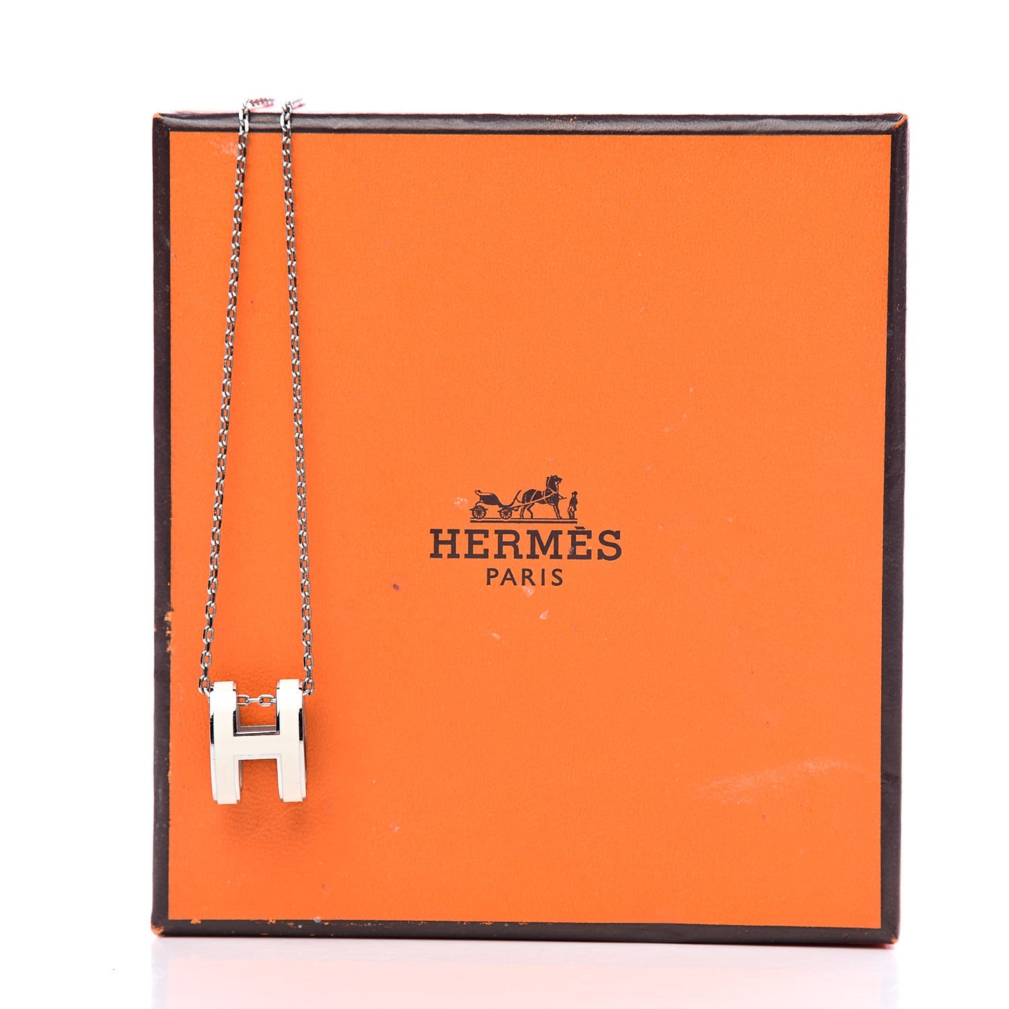 Lacquered Palladium Pop H Pendant Necklace White