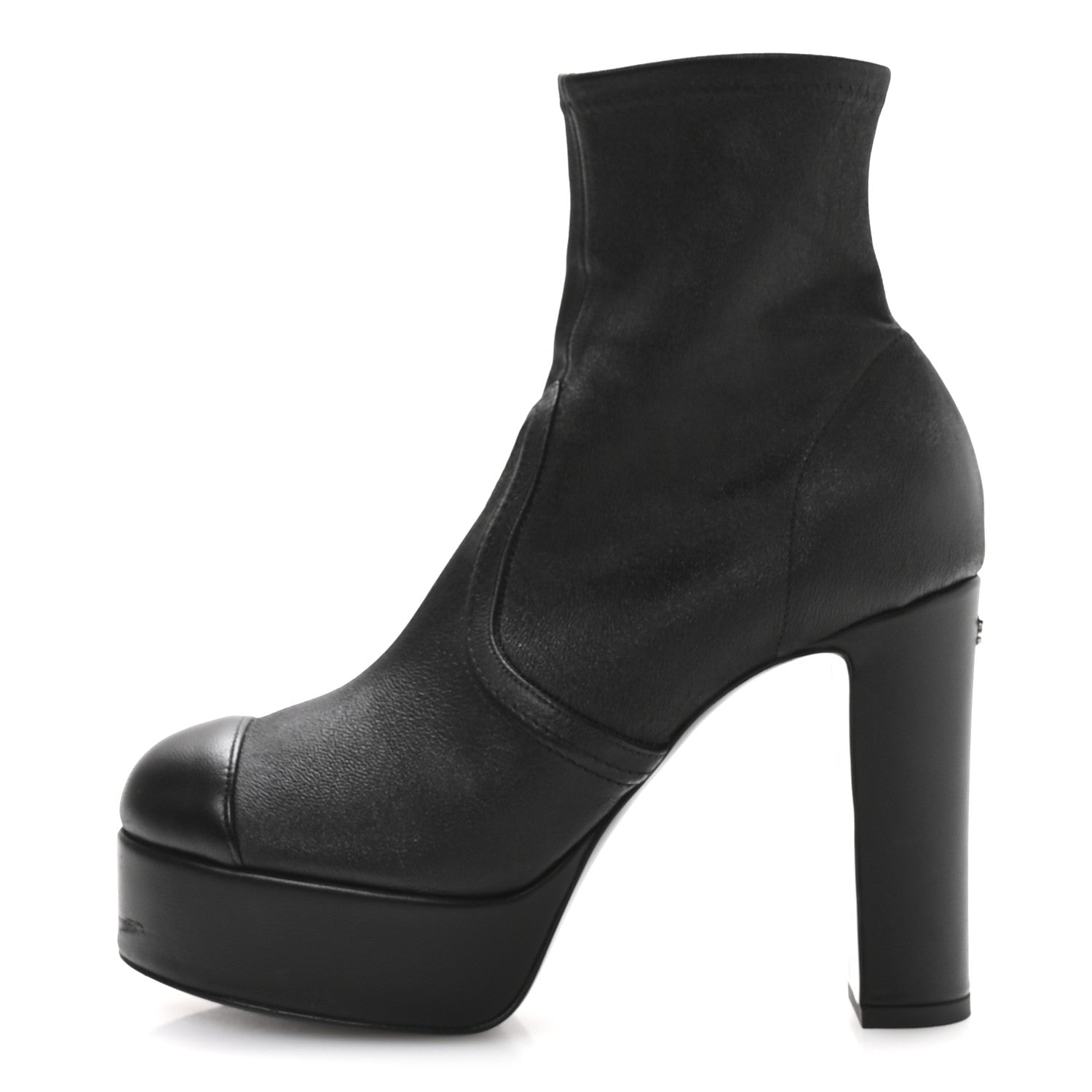 Chanel Lambskin Platform Short Boots 39.5 Black 1 of 9