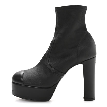 Chanel Lambskin Platform Short Boots 39.5 Black 1 of 9