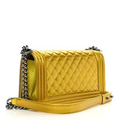 Chanel Metallic Patent Calfskin Quilted Medium Boy Flap Gold 2 of 11