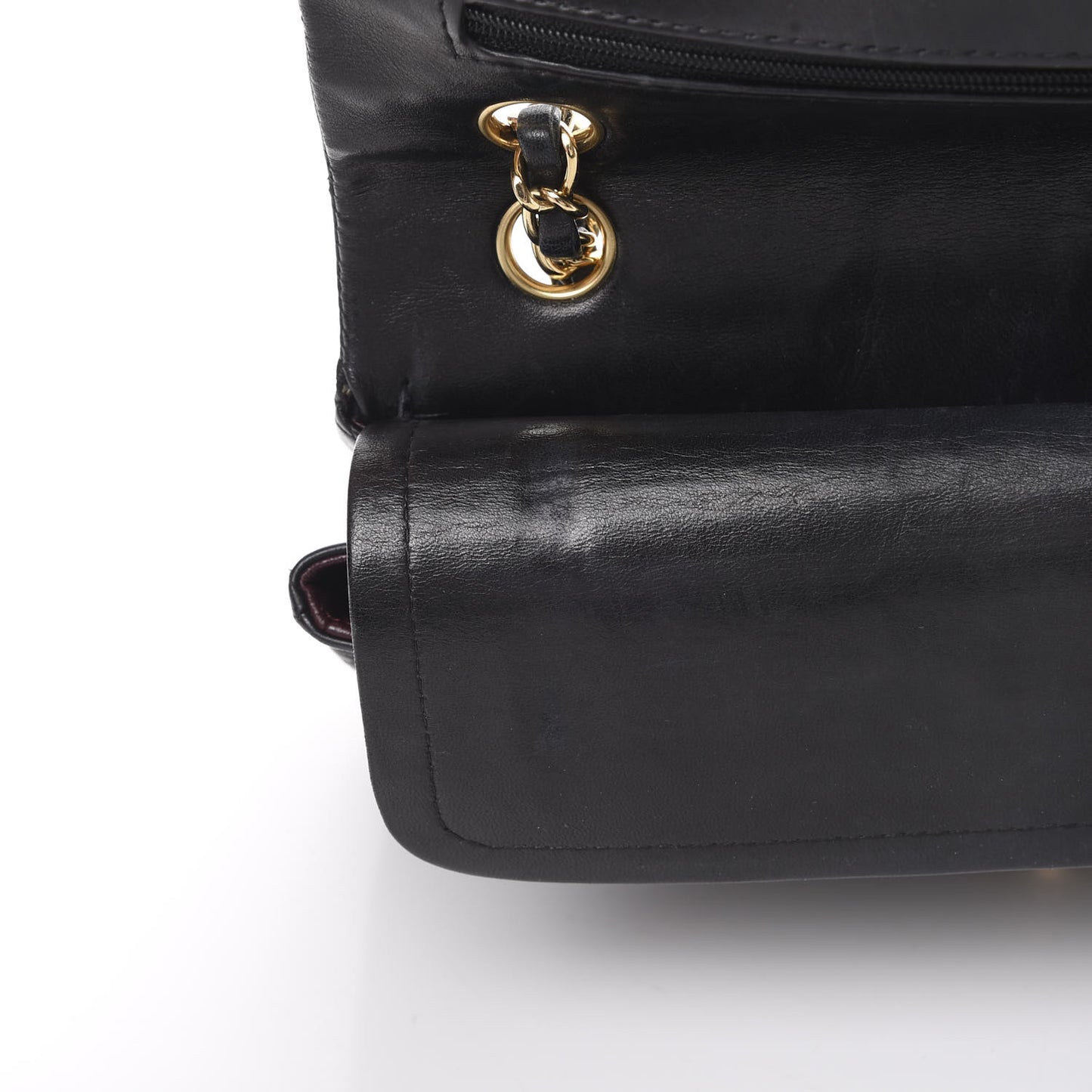 Lambskin Quilted Medium Double Flap Black