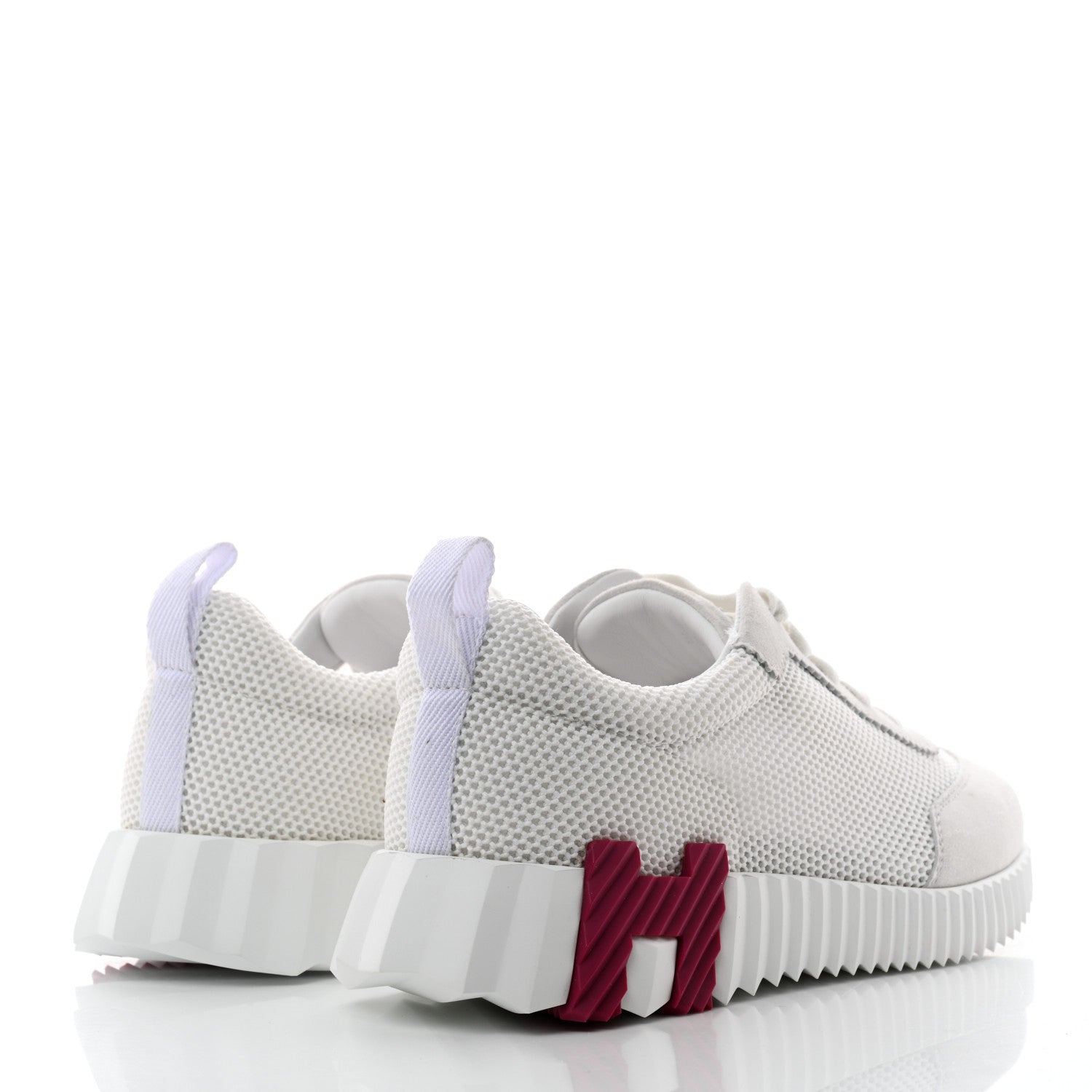 Hermes Air Mesh Suede Goatskin Bouncing Sneakers 38 White Orange Pink 4 of 8